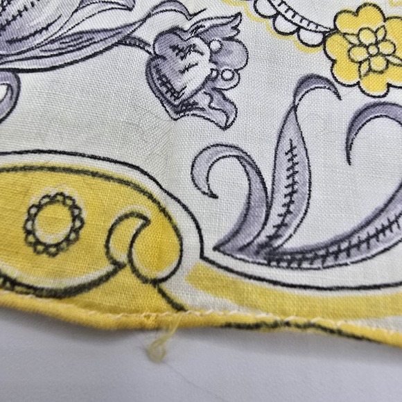 Vintage FLOWERS Ladies Handkerchief Hanky Floral Yellow - Picture 2 of 7